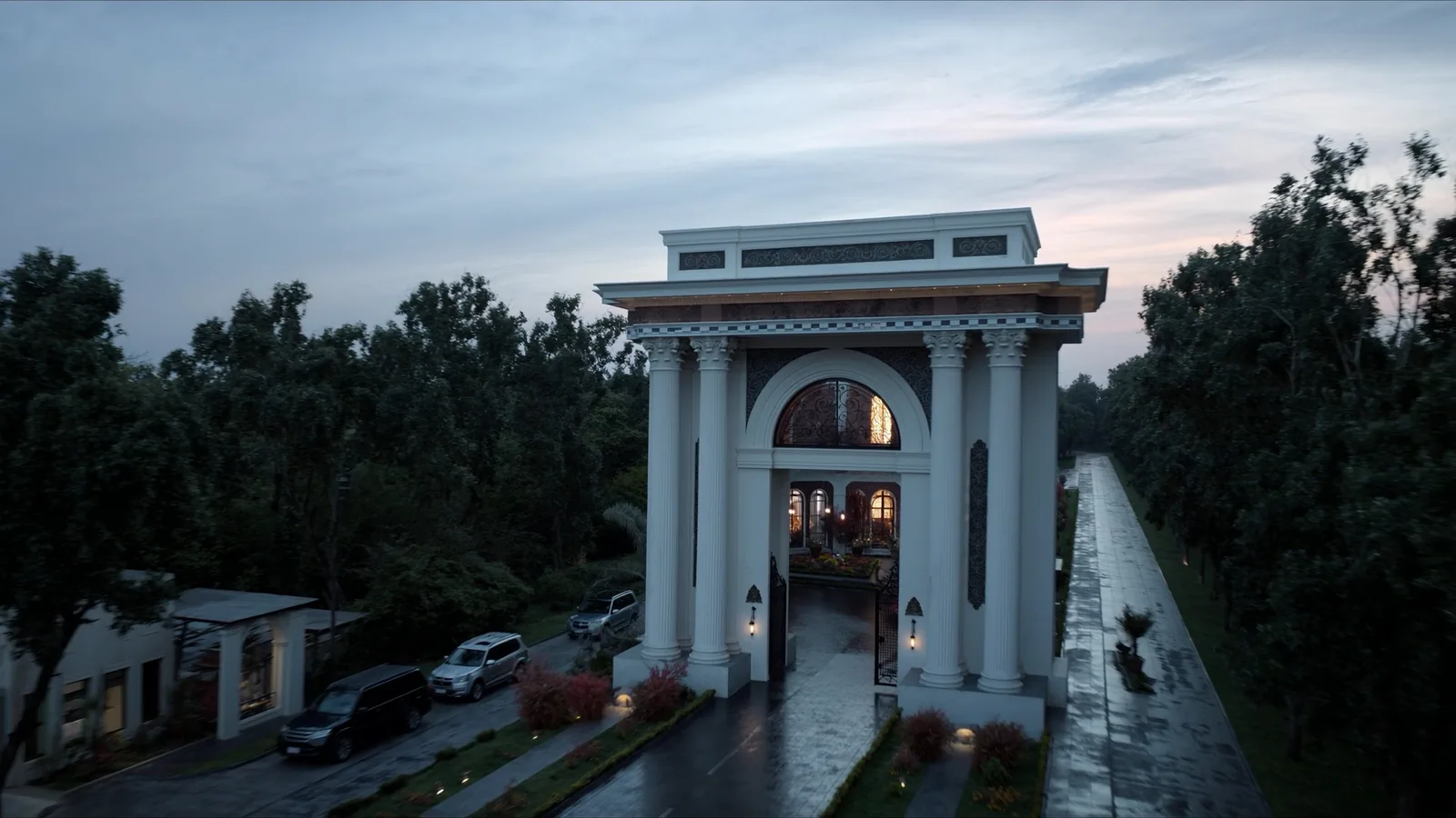 Gated community entrance archway